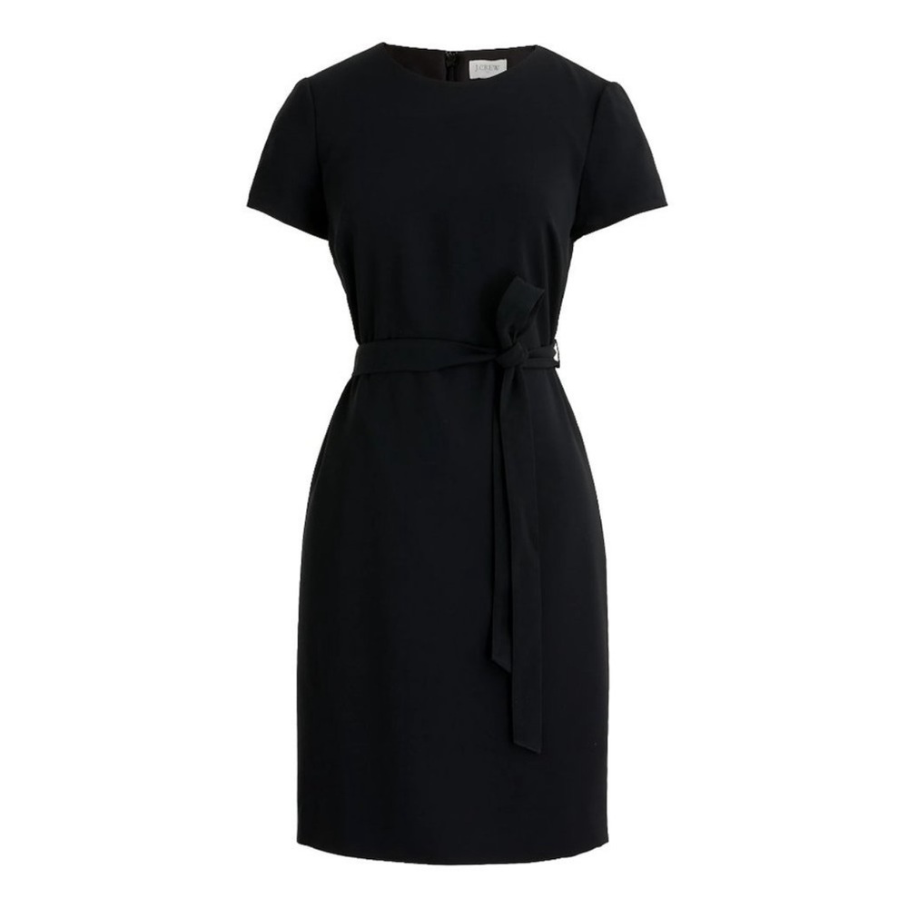 JCrew Black Short-Sleeve Tie-Waist Dress